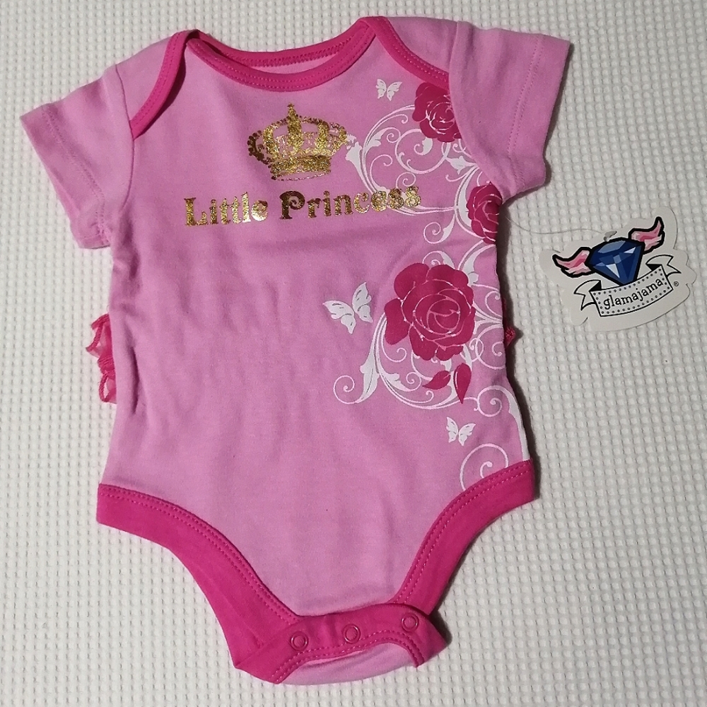 🔥SALE🔥 Glamajama Little Princess Frilly Baby Girl's Onesie NWT Size 3 Months
